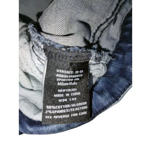 Versace 19.69 Abbigliamento Sportivo Mens W32 L32 Distressed Blue Jeans - Picture 4 of 6